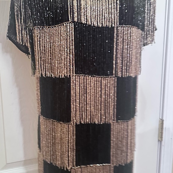 NWT ASOS design very heavy Black and Gold Fringe Dress size 12 - Picture 6 of 6